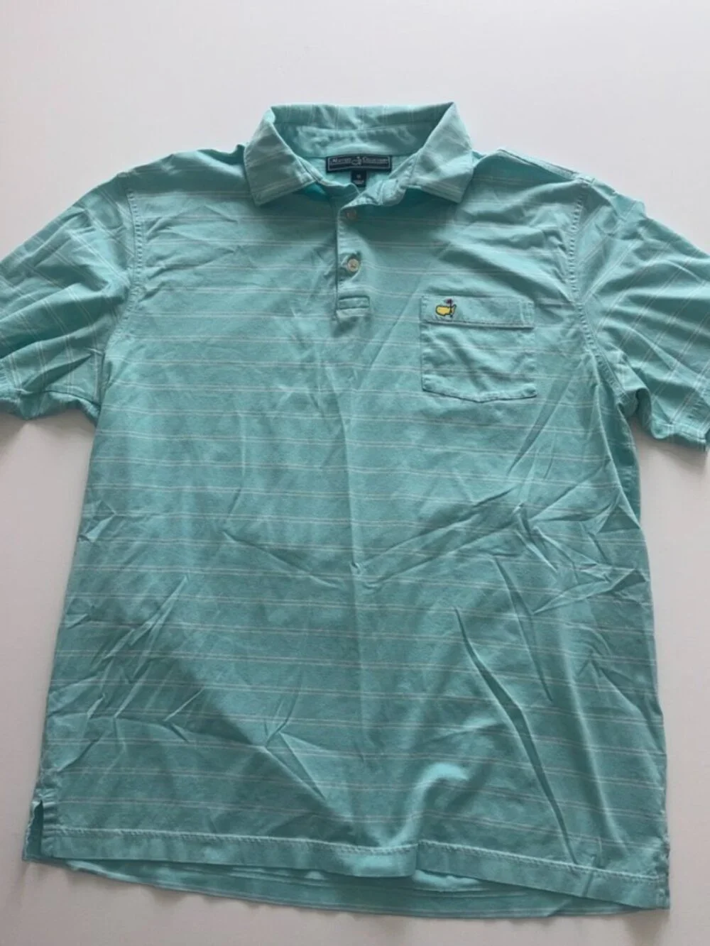 Men's Masters Collection Pima Cotton Stripe Polo Teal Golf Augusta size Medium